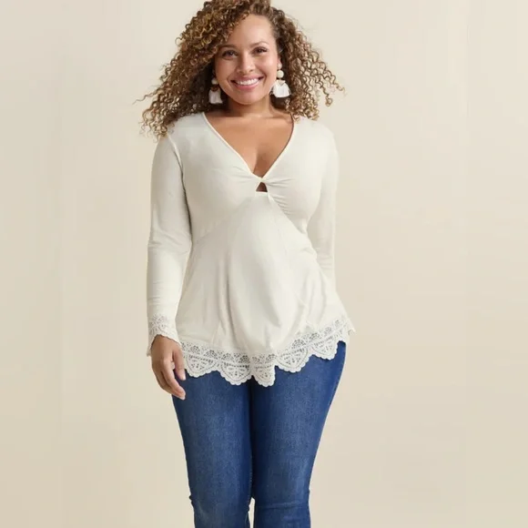 VENUS - Babydoll Lace Trim Top - Picture 2 of 8